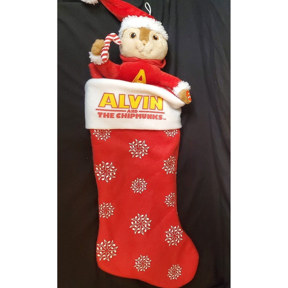 Alvin and the Chipmunks Singing Musical Christmas Stocking 24" Moves 2012 Red